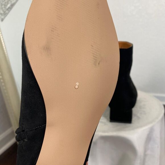 Faux Suede Square Toe Minimalist Office Officesiren Work Black Ankle Boots US 8 - Picture 8 of 8